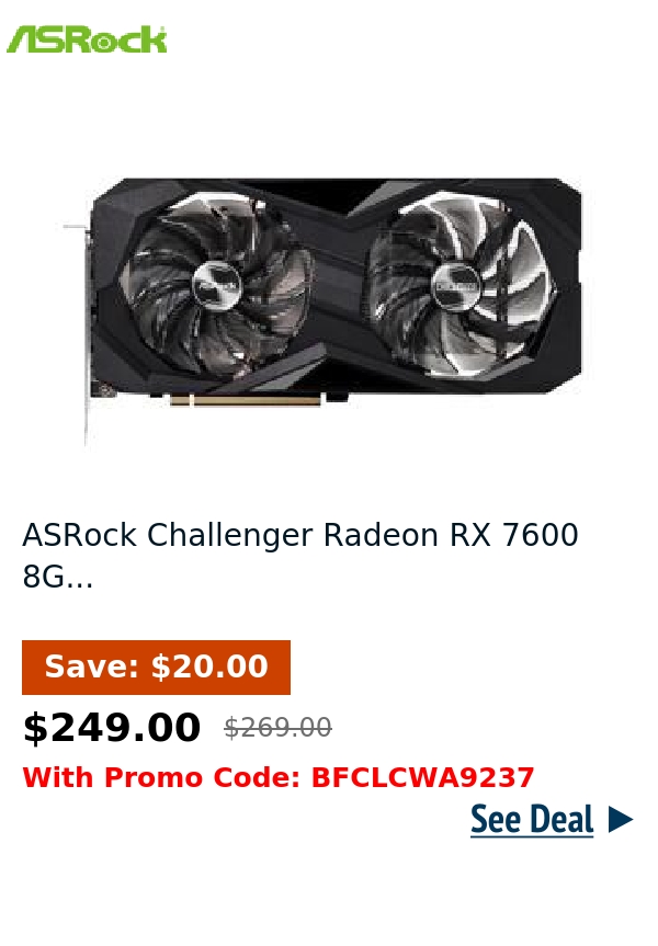 ASRock Challenger Radeon RX 7600 8G...