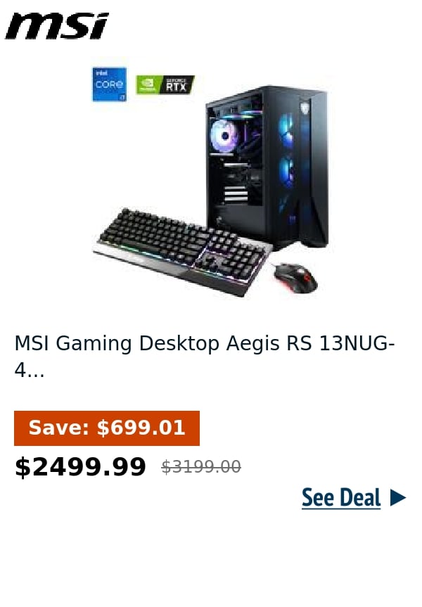 MSI Gaming Desktop Aegis RS 13NUG-4...