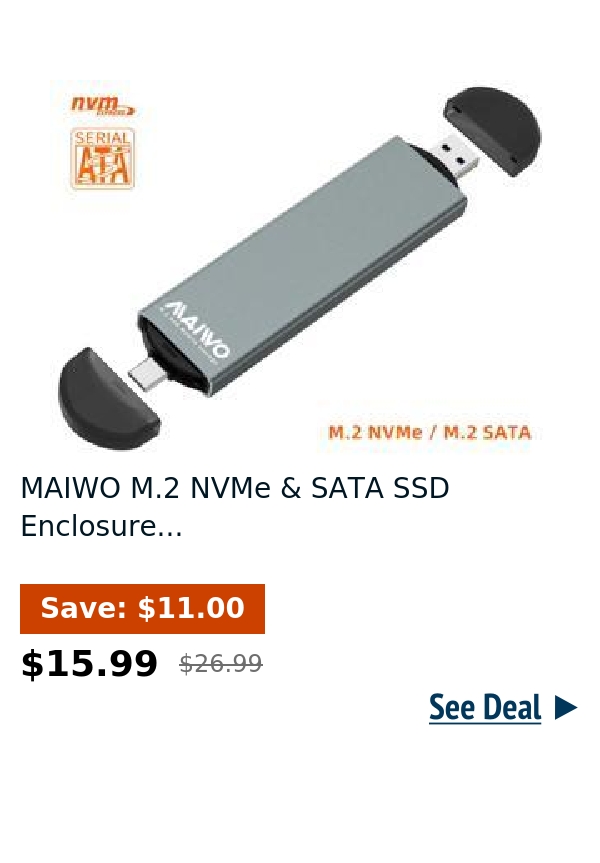 MAIWO M.2 NVMe & SATA SSD Enclosure...