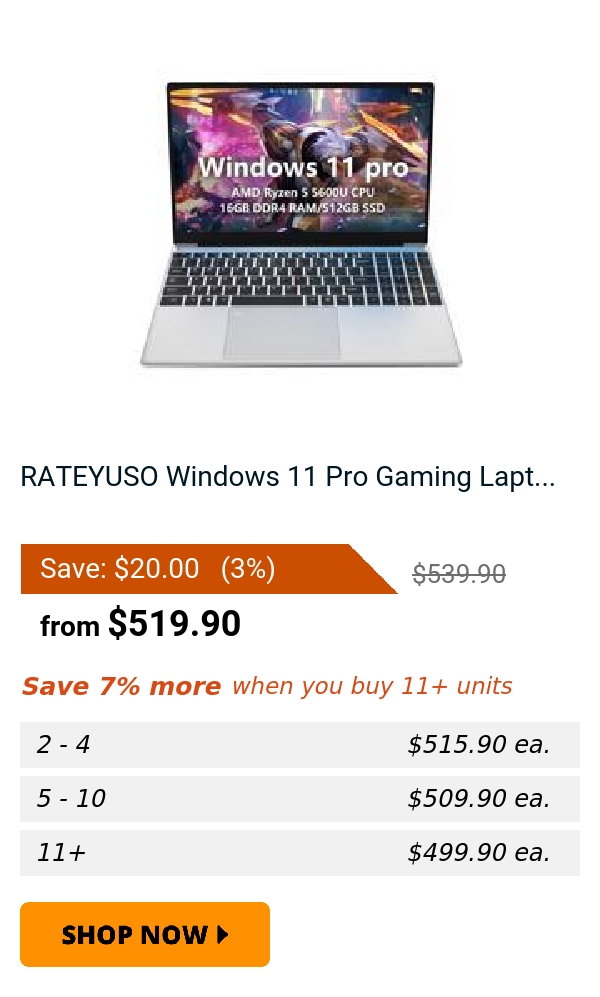 RATEYUSO Windows 11 Pro Gaming Lapt...