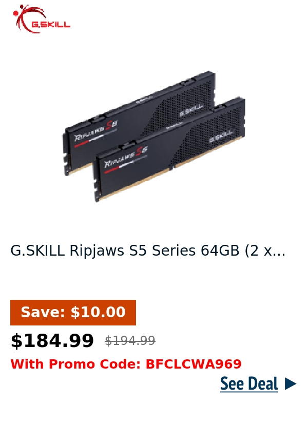 G.SKILL Ripjaws S5 Series 64GB (2 x...