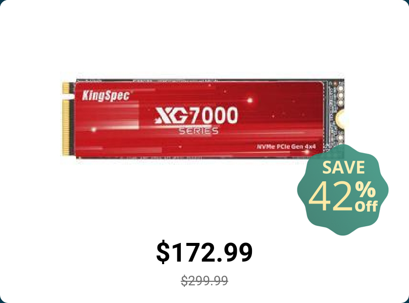 KingSpec XG 7000 4TB M.2 2280 PCIe 4.0x4 NVME 1.4 Speed up to 740...
