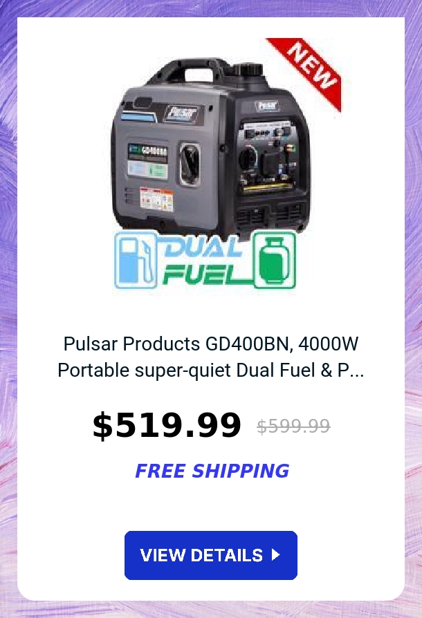 Pulsar Products GD400BN, 4000W Portable super-quiet Dual Fuel & P...