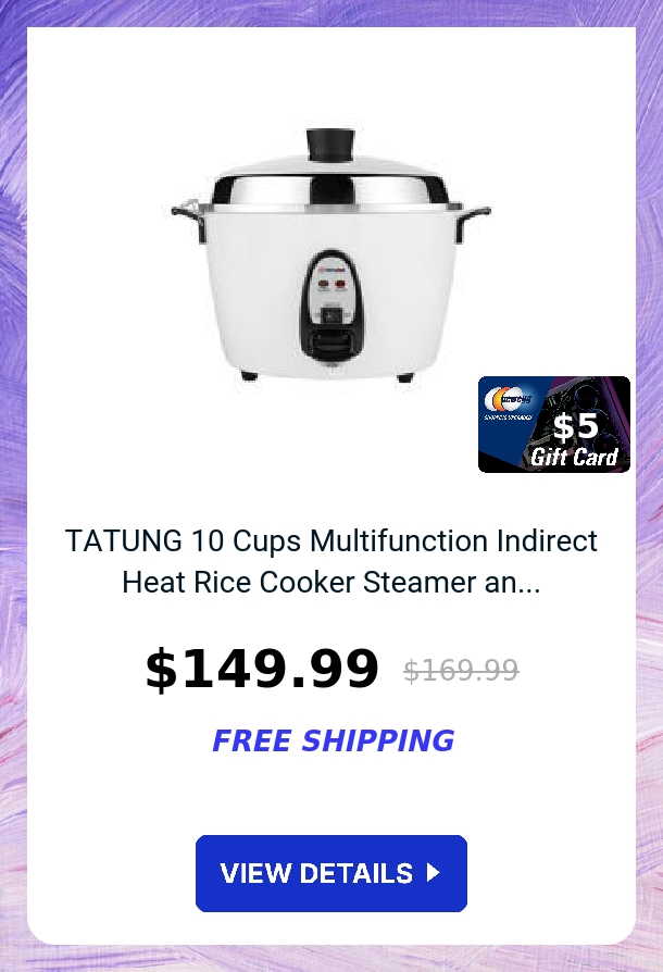 TATUNG 10 Cups Multifunction Indirect Heat Rice Cooker Steamer an...