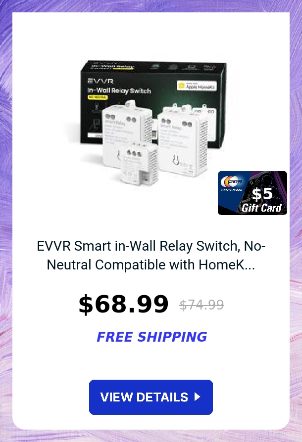 EVVR Smart in-Wall Relay Switch, No-Neutral Compatible with HomeK...
