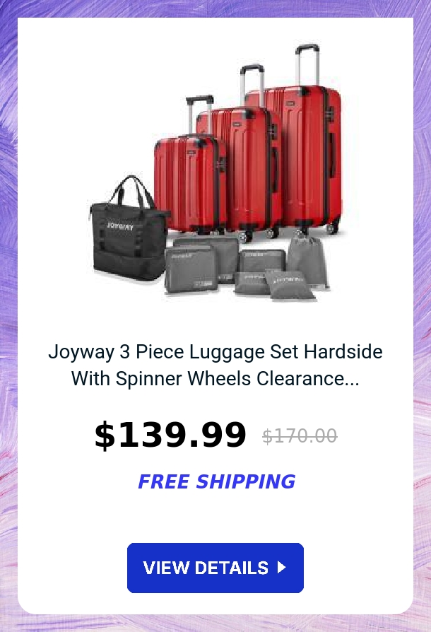 Joyway 3 Piece Luggage Set Hardside With Spinner Wheels Clearance...