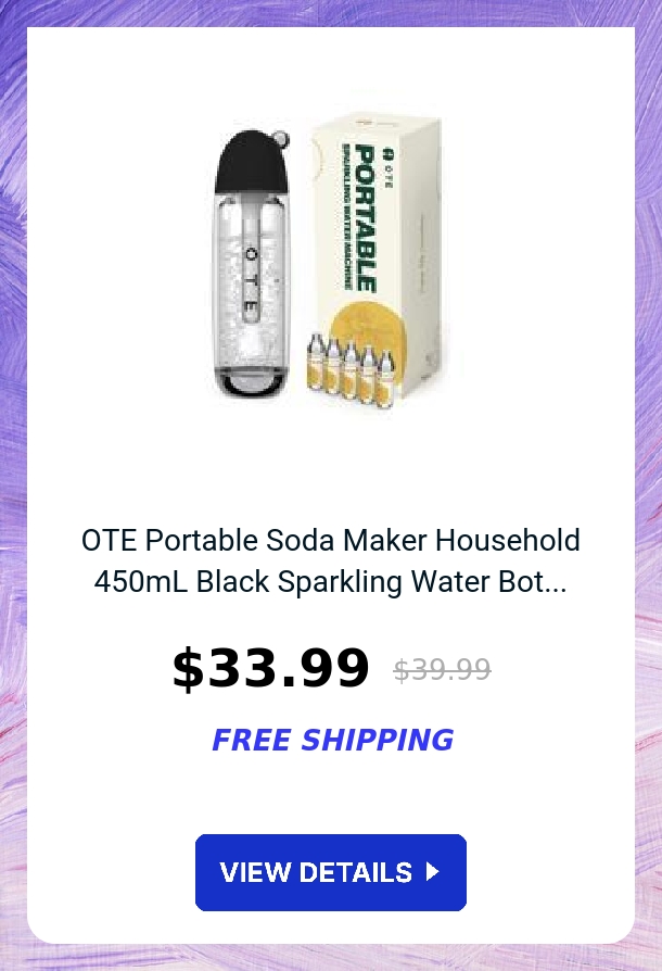 OTE Portable Soda Maker Household 450mL Black Sparkling Water Bot...