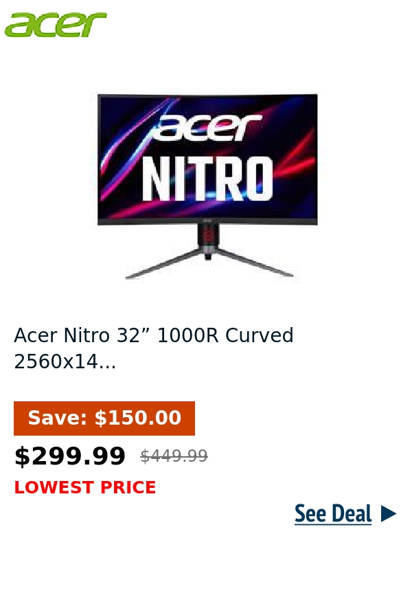 Acer Nitro 32” 1000R Curved 2560x14...