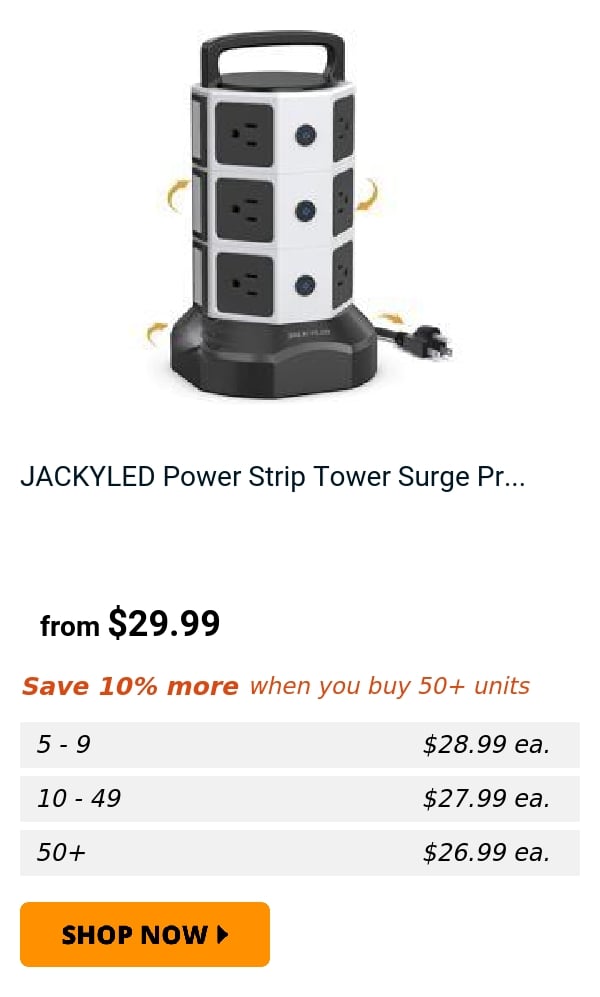 JACKYLED Power Strip Tower Surge Pr...