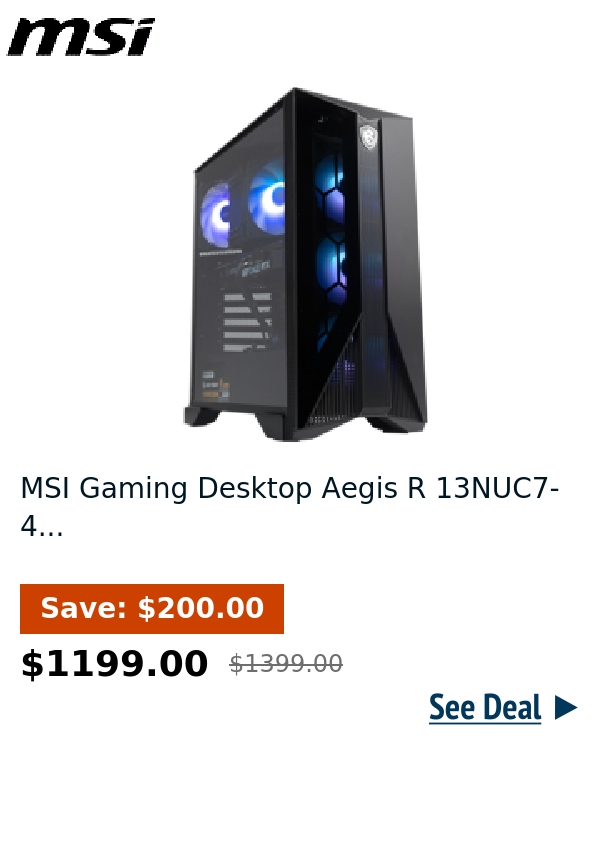 MSI Gaming Desktop Aegis R 13NUC7-4...