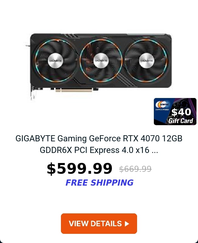 GIGABYTE Gaming GeForce RTX 4070 12GB GDDR6X PCI Express 4.0 x16 ...