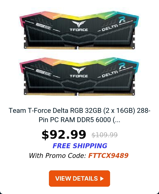 Team T-Force Delta RGB 32GB (2 x 16GB) 288-Pin PC RAM DDR5 6000 (...