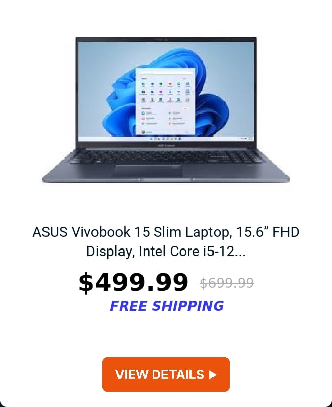 ASUS Vivobook 15 Slim Laptop, 15.6 FHD Display, Intel Core i5-12...