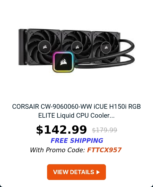 CORSAIR CW-9060060-WW iCUE H150i RGB ELITE Liquid CPU Cooler...