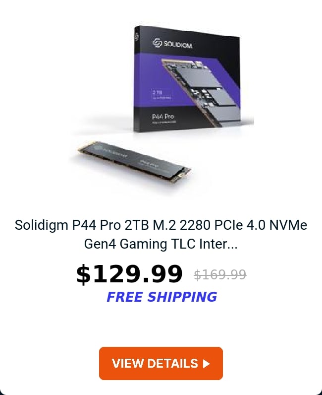 Solidigm P44 Pro 2TB M.2 2280 PCIe 4.0 NVMe Gen4 Gaming TLC Inter...