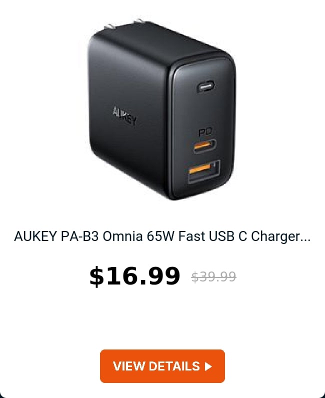 AUKEY PA-B3 Omnia 65W Fast USB C Charger...