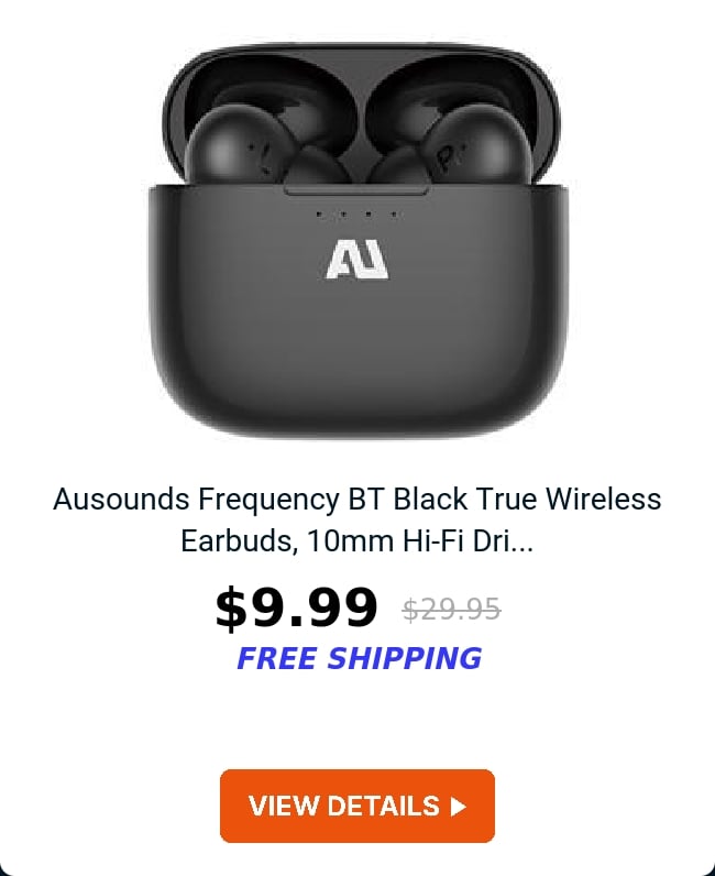 Ausounds Frequency BT Black True Wireless Earbuds, 10mm Hi-Fi Dri...