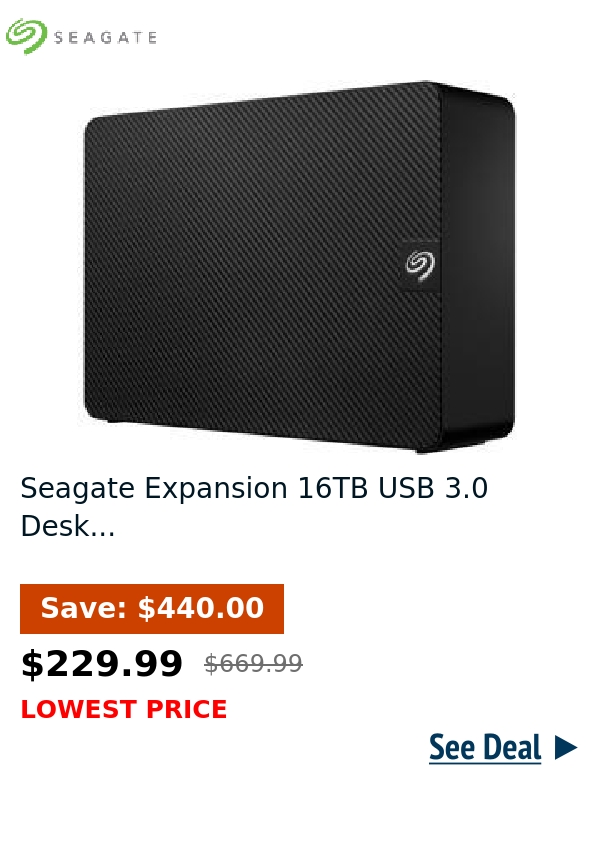 Seagate Expansion 16TB USB 3.0 Desk...