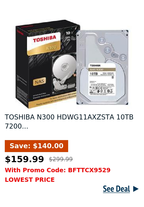 TOSHIBA N300 HDWG11AXZSTA 10TB 7200...