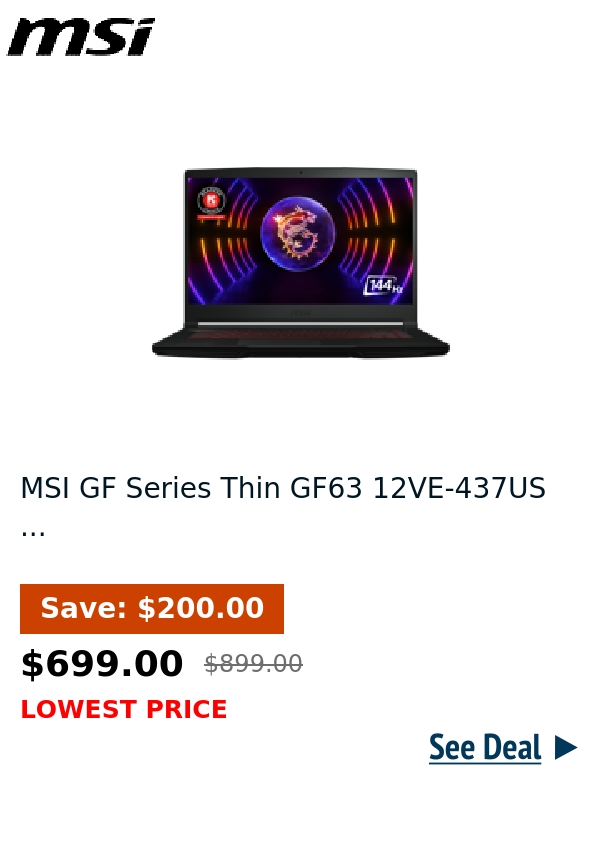 MSI GF Series Thin GF63 12VE-437US ...