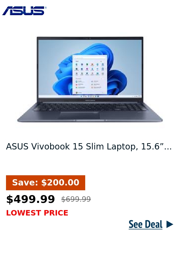 ASUS Vivobook 15 Slim Laptop, 15.6”...