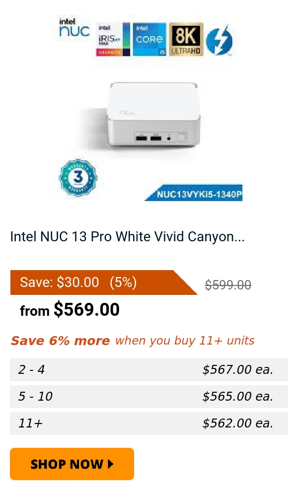 Intel NUC 13 Pro White Vivid Canyon...