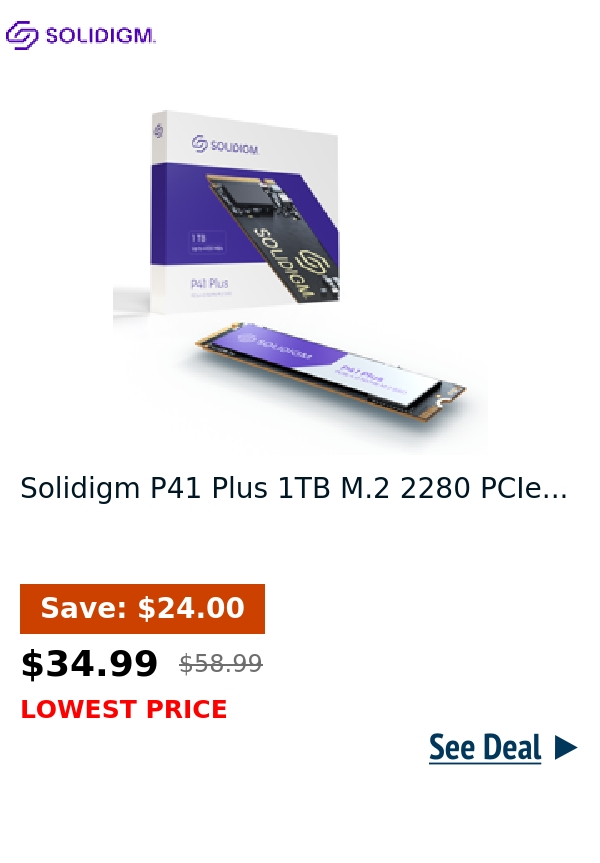 Solidigm P41 Plus 1TB M.2 2280 PCIe...