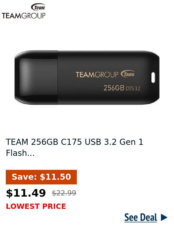 TEAM 256GB C175 USB 3.2 Gen 1 Flash...