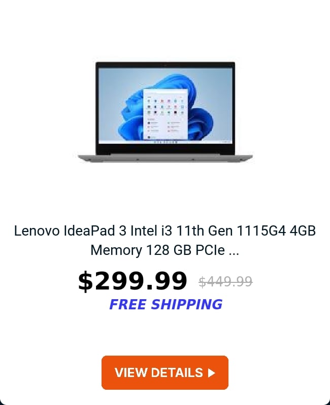 Lenovo IdeaPad 3 Intel i3 11th Gen 1115G4 4GB Memory 128 GB PCIe ...