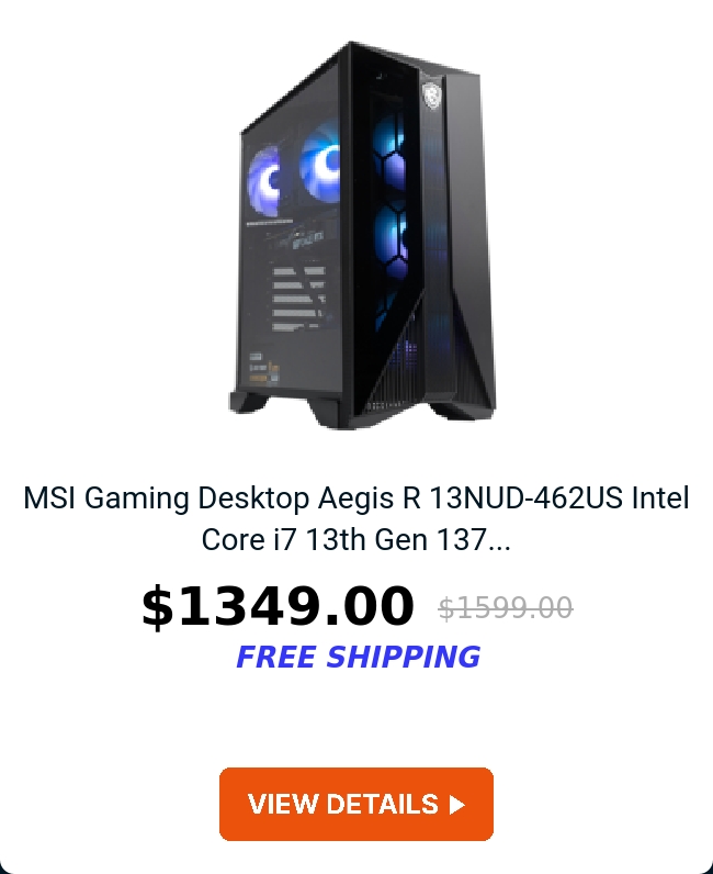 MSI Gaming Desktop Aegis R 13NUD-462US Intel Core i7 13th Gen 137...