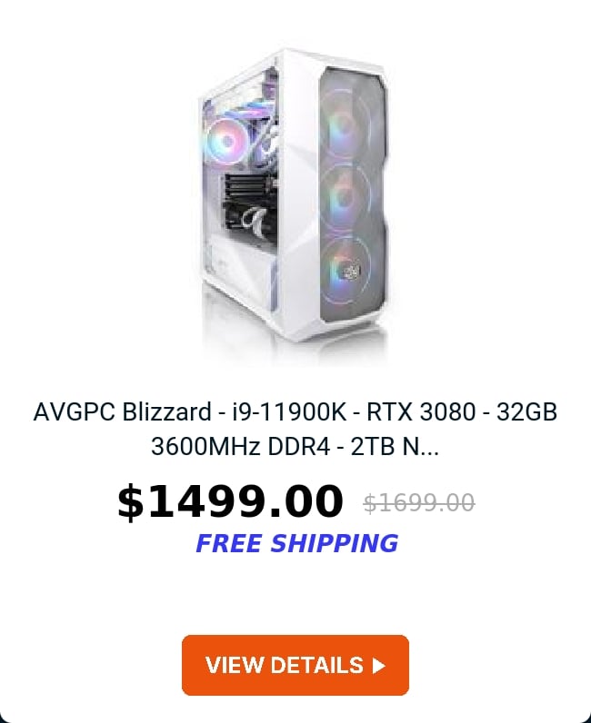 AVGPC Blizzard - i9-11900K - RTX 3080 - 32GB 3600MHz DDR4 - 2TB N...