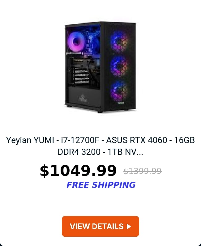 Yeyian YUMI - i7-12700F - ASUS RTX 4060 - 16GB DDR4 3200 - 1TB NV...