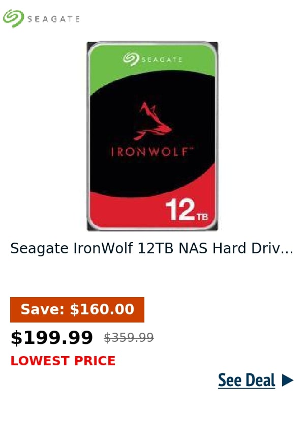 Seagate IronWolf 12TB NAS Hard Driv...