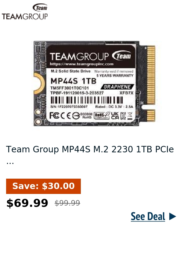 Team Group MP44S M.2 2230 1TB PCIe ...