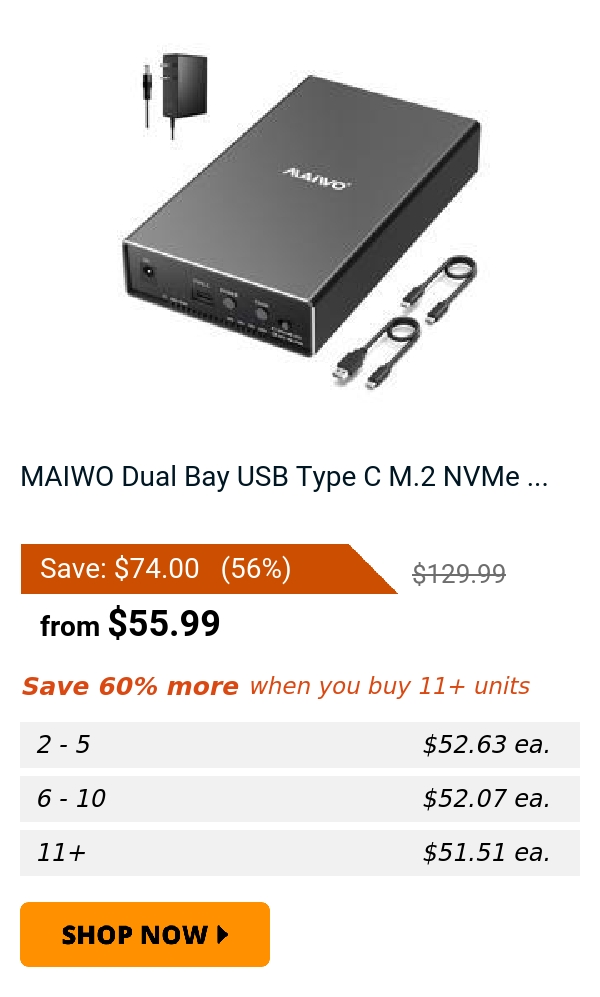 MAIWO Dual Bay USB Type C M.2 NVMe ...