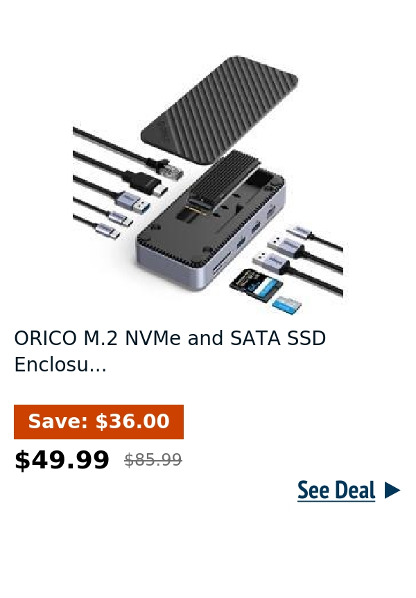 ORICO M.2 NVMe and SATA SSD Enclosu...