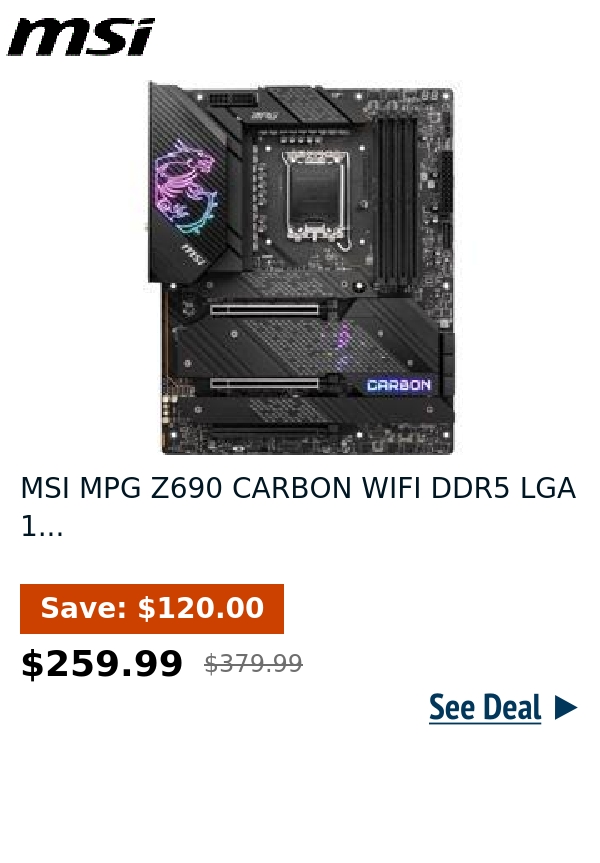 MSI MPG Z690 CARBON WIFI DDR5 LGA 1...