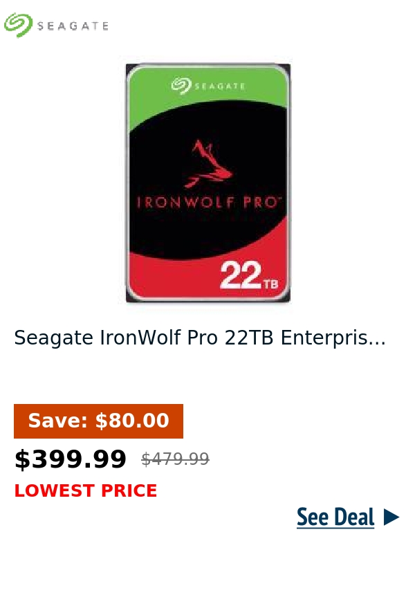 Seagate IronWolf Pro 22TB Enterpris...