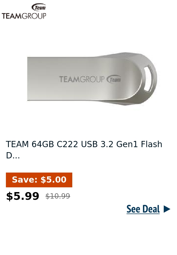 TEAM 64GB C222 USB 3.2 Gen1 Flash D...