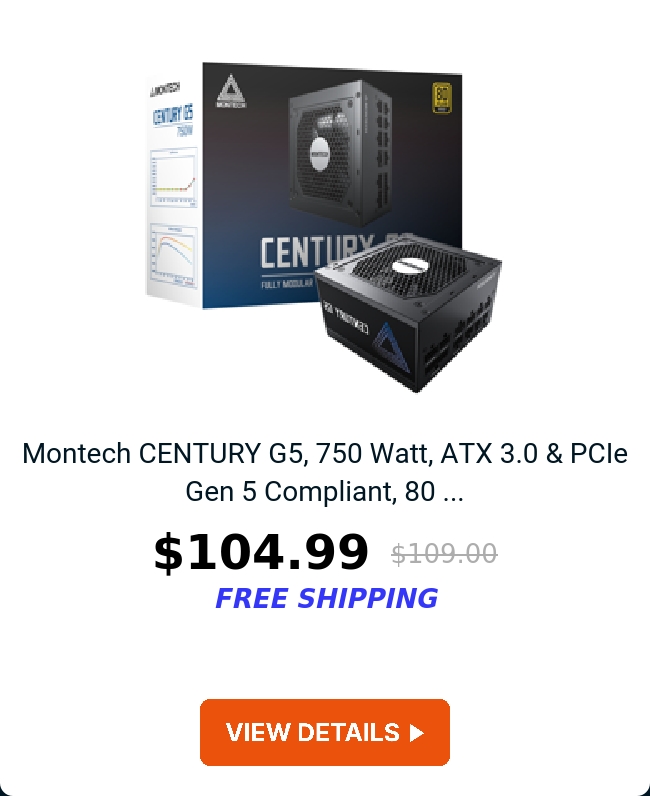 Montech CENTURY G5, 750 Watt, ATX 3.0 & PCIe Gen 5 Compliant, 80 ...