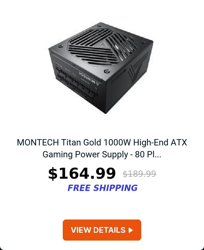 MONTECH Titan Gold 1000W High-End ATX Gaming Power Supply - 80 Pl...