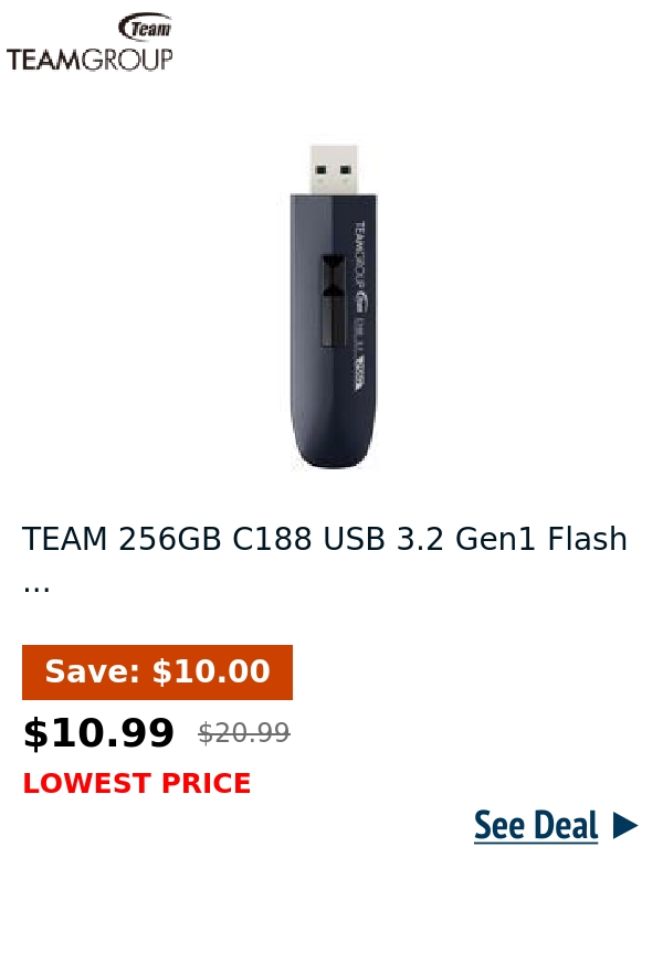 TEAM 256GB C188 USB 3.2 Gen1 Flash ...