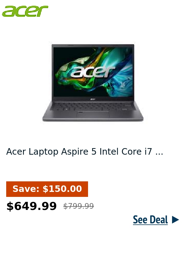 Acer Laptop Aspire 5 Intel Core i7 ...