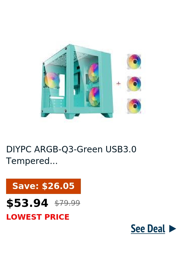 DIYPC ARGB-Q3-Green USB3.0 Tempered...