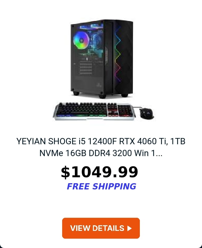 YEYIAN SHOGE i5 12400F RTX 4060 Ti, 1TB NVMe 16GB DDR4 3200 Win 1...