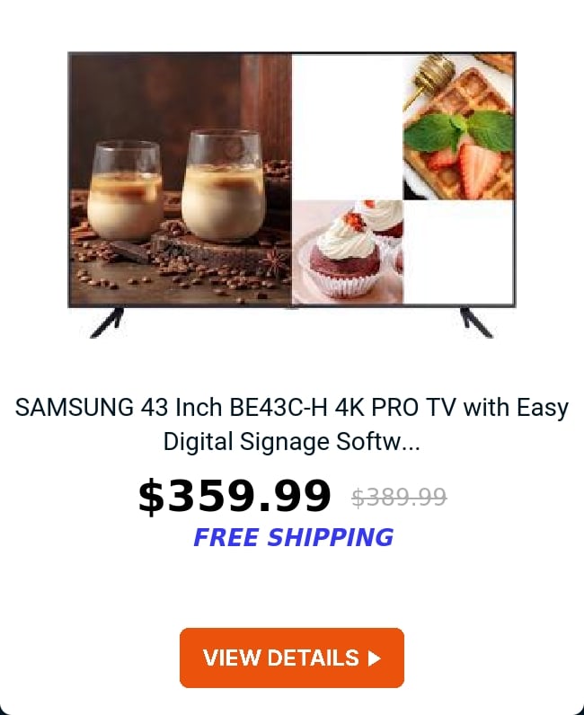 SAMSUNG 43 Inch BE43C-H 4K PRO TV with Easy Digital Signage Softw...