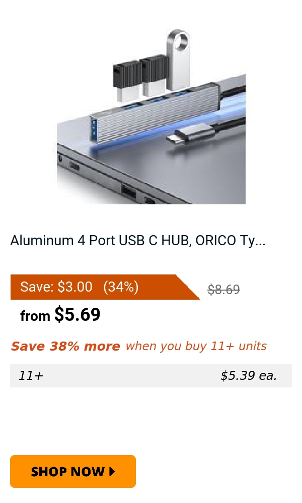 Aluminum 4 Port USB C HUB, ORICO Ty...