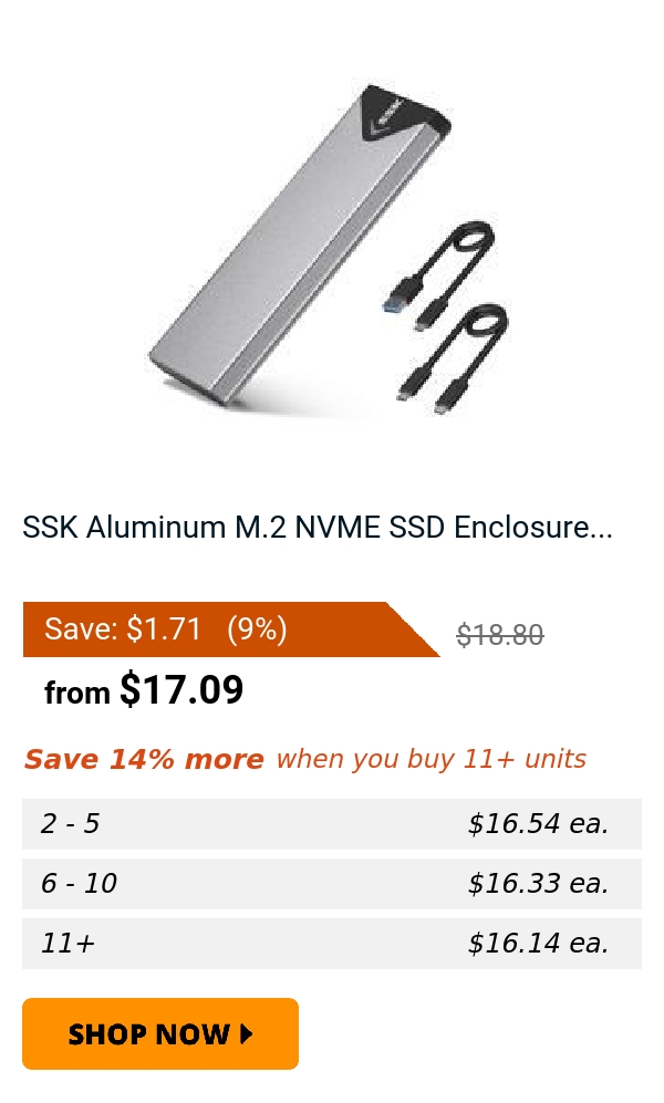 SSK Aluminum M.2 NVME SSD Enclosure...