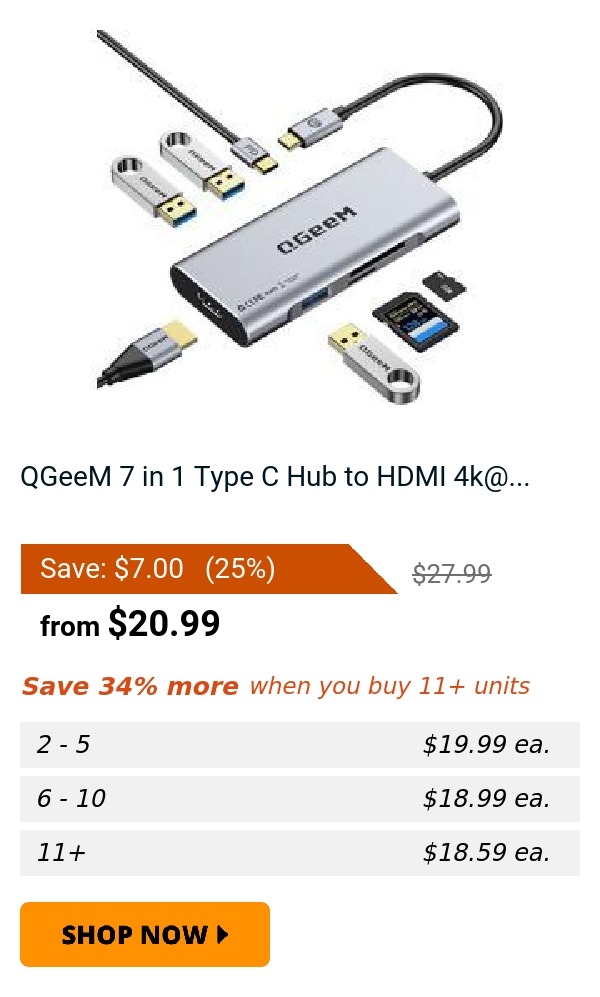 QGeeM 7 in 1 Type C Hub to HDMI 4k@...