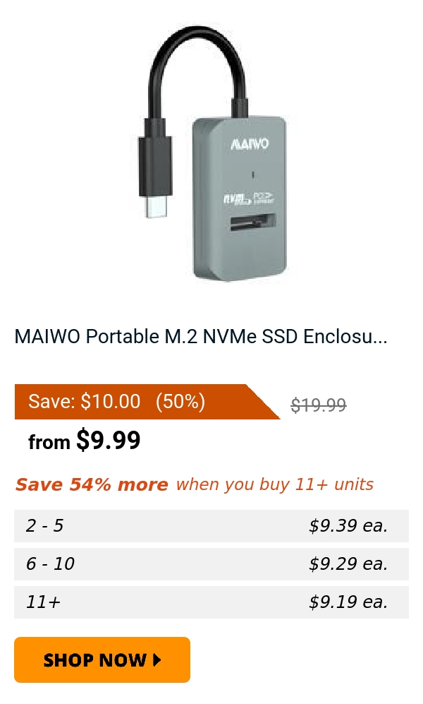 MAIWO Portable M.2 NVMe SSD Enclosu...